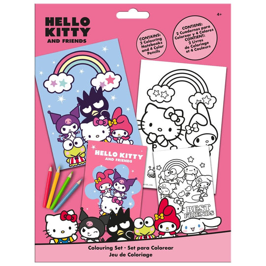Set de coloriage Hello Kitty et ses amis avec plusieurs pages à colorier au format 22,5x29,5cm