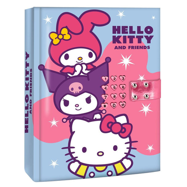 Vue avant du journal électronique secret Hello Kitty et ses amis avec écran et boutons colorés