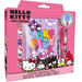 Couverture colorée du journal Hello Kitty et Amis avec illustrations des personnages emblématiques et dimensions 23x22x3cm