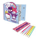 Cahier d'activités Hello Kitty et ses amis avec couverture colorée et étui amovible, dimensions 27x23,5 cm