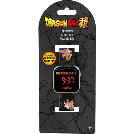 Montre LED Dragon Ball Super KIDS LICENSING affichant l'heure avec un design coloré et lumineux, idéale pour enfants fans de manga