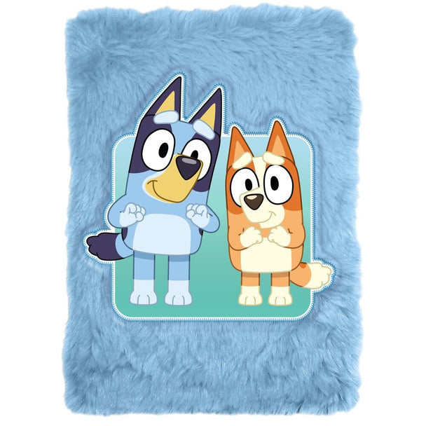 Carnet Bluey A5 en peluche avec couverture douce et dimensions 15x21 cm, idéal pour enfants