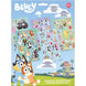 Set de stickers Bluey colorés sur fond blanc montrant différents personnages de la série animée, dimensions 15x25 cm