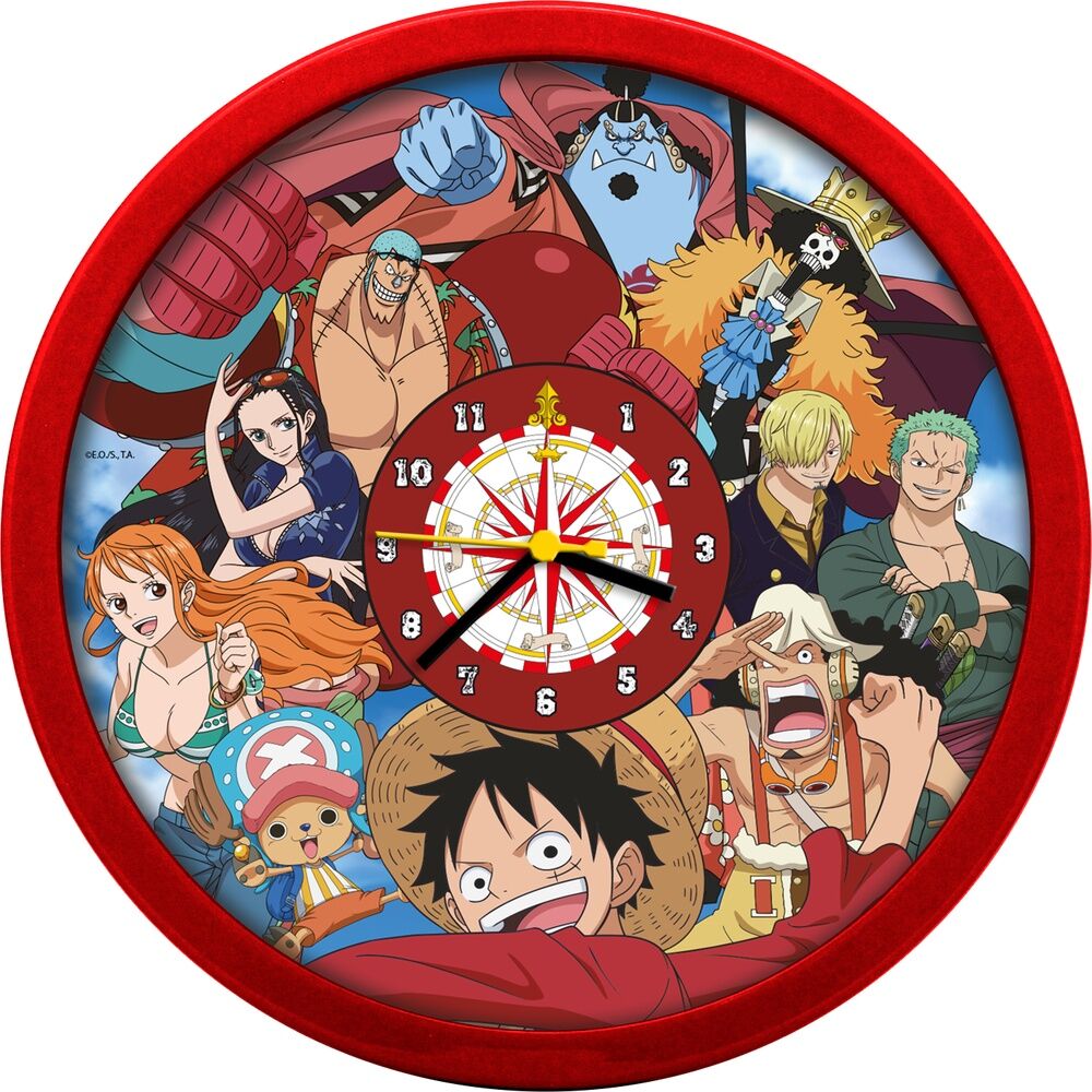Horloge murale One Piece de 24,5 cm avec design coloré et personnages emblématiques