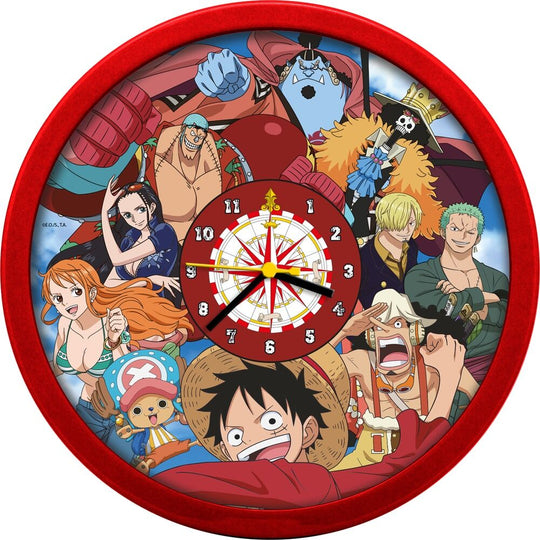 Horloge murale One Piece de 24,5 cm avec design coloré et personnages emblématiques