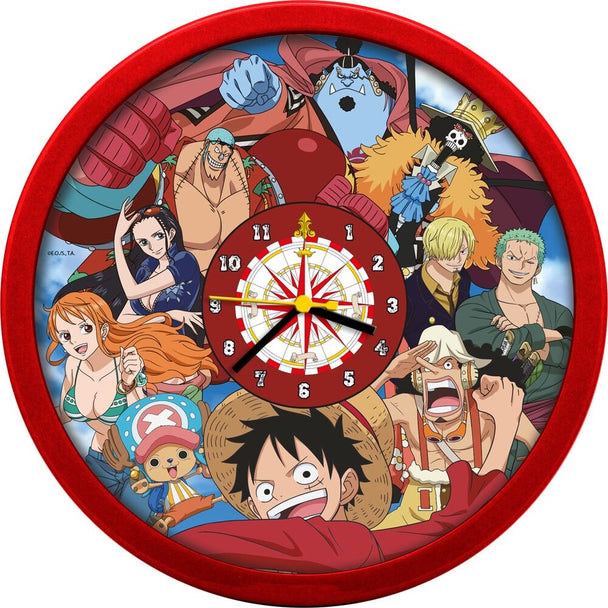 Horloge murale One Piece de 24,5 cm avec design coloré et personnages emblématiques
