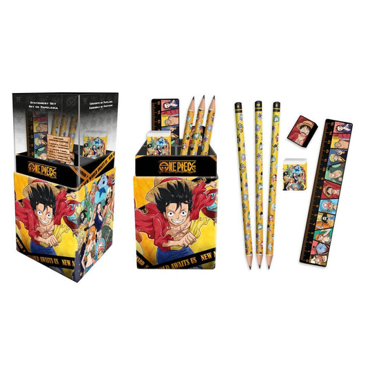 Porte-crayons One Piece KIDS LICENSING avec accessoires de papeterie, dimensions 8x20x8 cm, design manga coloré