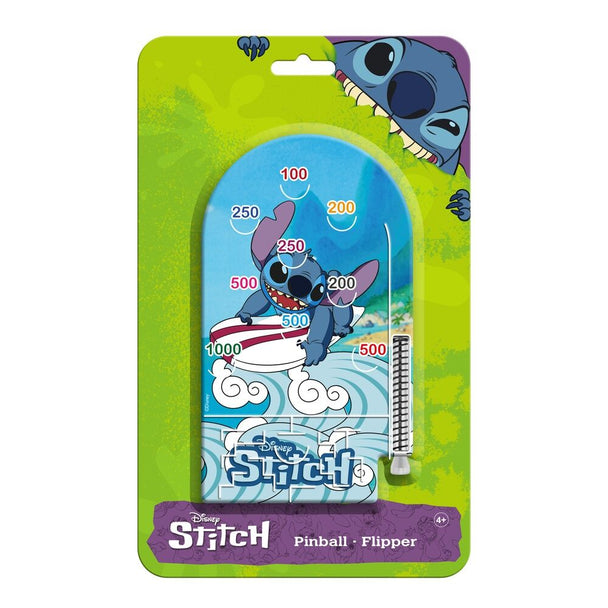 Flipper Disney Stitch coloré de 16x26cm, jeu de pinball signé KIDS LICENSING, parfait pour enfants et fans de Disney.