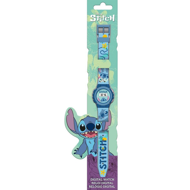 Montre digitale Disney Stitch avec écran numérique et bracelet coloré pour enfants, vue de face