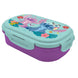 Lunch box Disney Stitch vue de face avec couverts intégrés, dimensions 21x14x6 cm