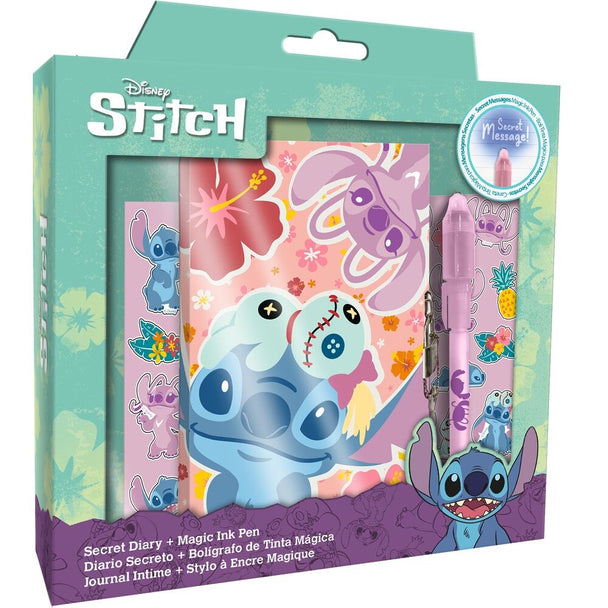 Carnet Disney Stitch avec couverture colorée et personnage Stitch en gros plan, dimensions 23x22x3 cm