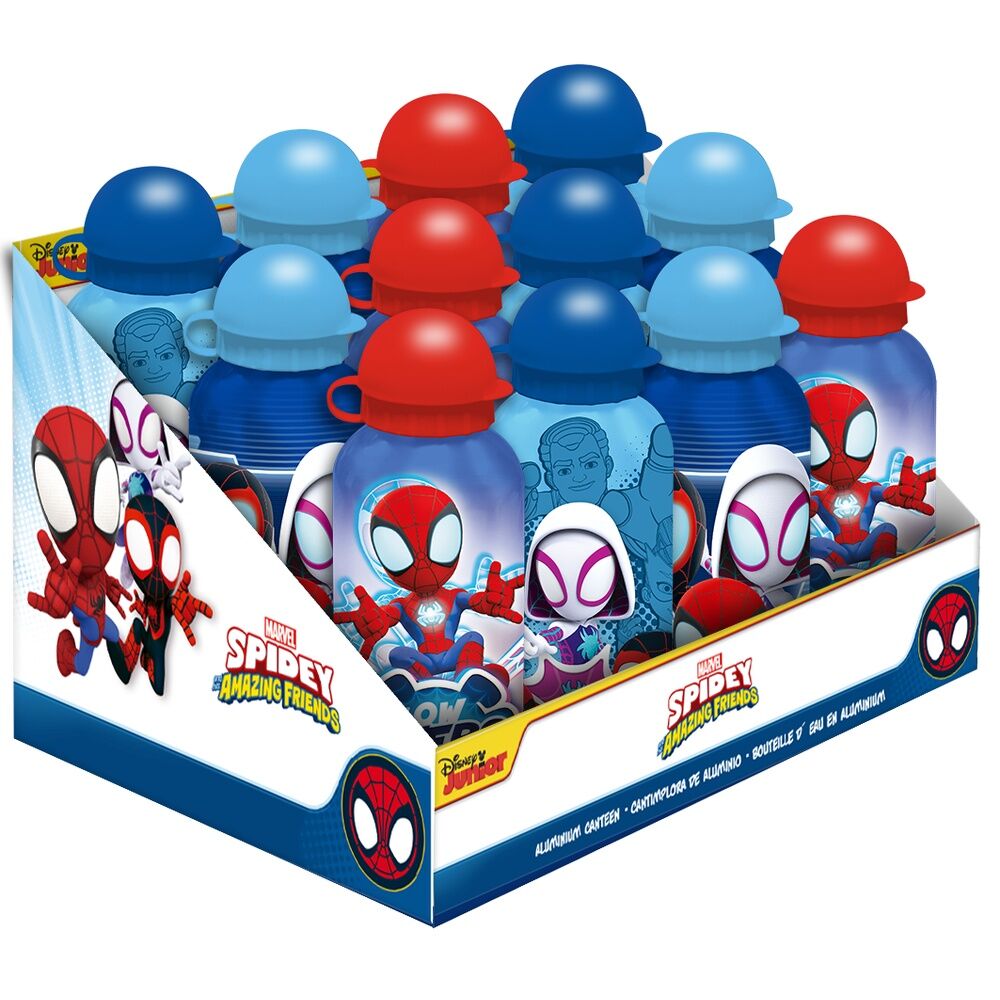 Gourde aluminium 500ml Marvel Spidey the Amazing Friends avec design coloré sur fond blanc