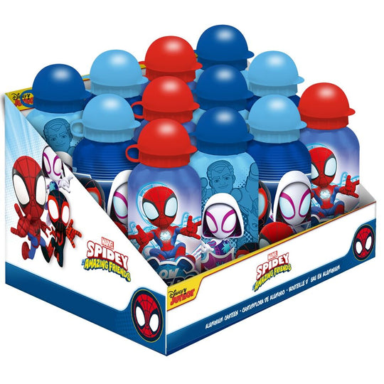 Gourde aluminium 500ml Marvel Spidey the Amazing Friends avec design coloré sur fond blanc