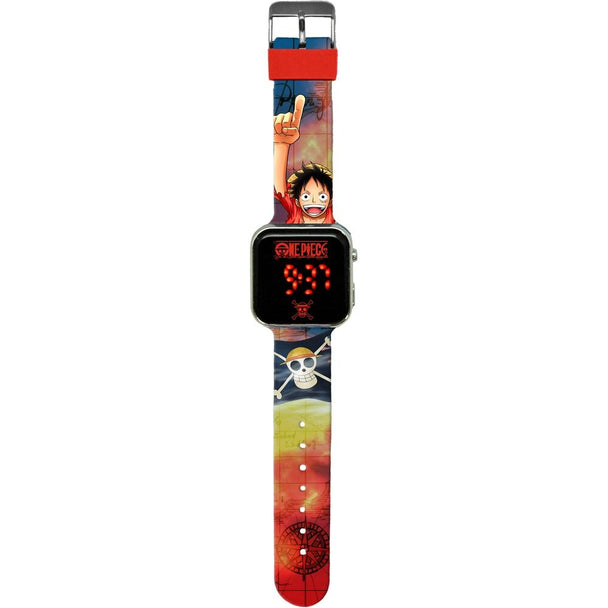 Vue de profil de la montre LED One Piece enfant montrant ses dimensions compactes et son style unique
