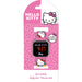 Détail de la montre LED Hello Kitty montrant le bracelet coloré et le boîtier compact.