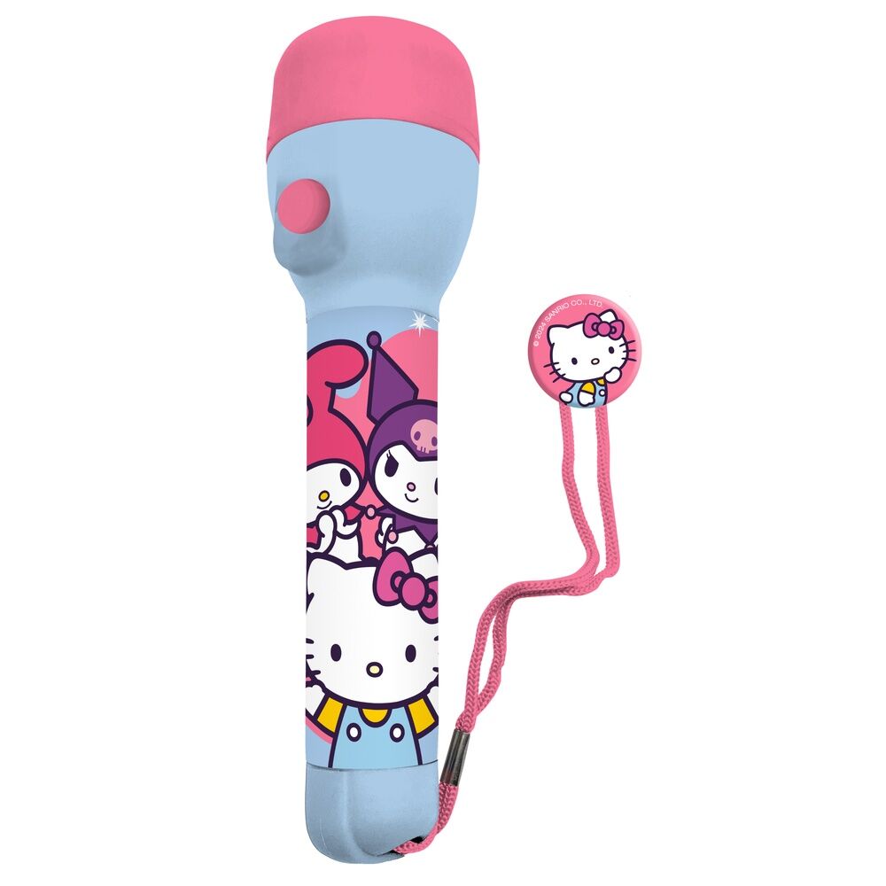Lampe torche LED Kitty and Friends allumée, montrant son éclairage puissant et adapté aux enfants