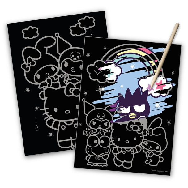 Vue rapprochée du set Hello Kitty et ses amis montrant les détails colorés et le format 22,5x29,5 cm