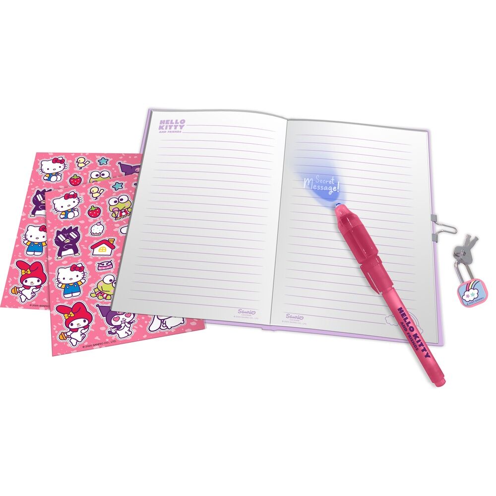 Stylo magique vibrant accompagné du journal Hello Kitty et Amis, prêt à écrire et dessiner pour enfants créatifs