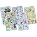 Vue rapprochée des détails du set de stickers Bluey avec les personnages principaux et motifs ludiques, produit KIDS LICENSING