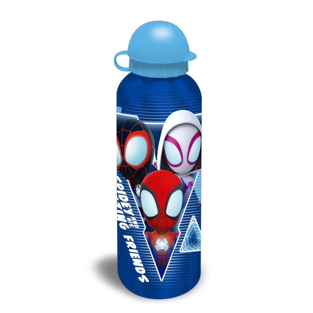 Gourde Marvel Spidey the Amazing Friends posée sur une table avec une lumière naturelle