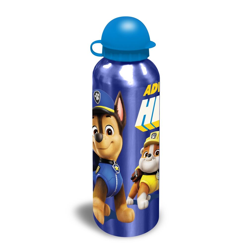 Gourde Paw Patrol posée sur une table avec ses personnages emblématiques visibles