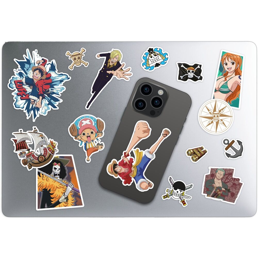 Image des stickers amovibles One Piece de KIDS LICENSING disposés sur une surface lisse