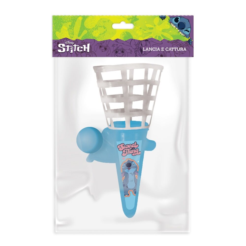 Jeu de lancer et attraper Stitch Disney coloré de 13,5x25cm, idéal pour enfants, signé KIDS LICENSING.