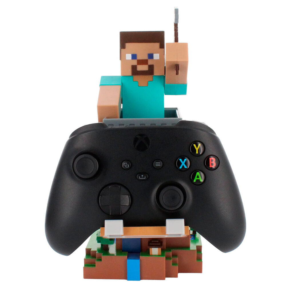 Vue arrière du support Cable Guy Minecraft Steve mettant en évidence sa stabilité.