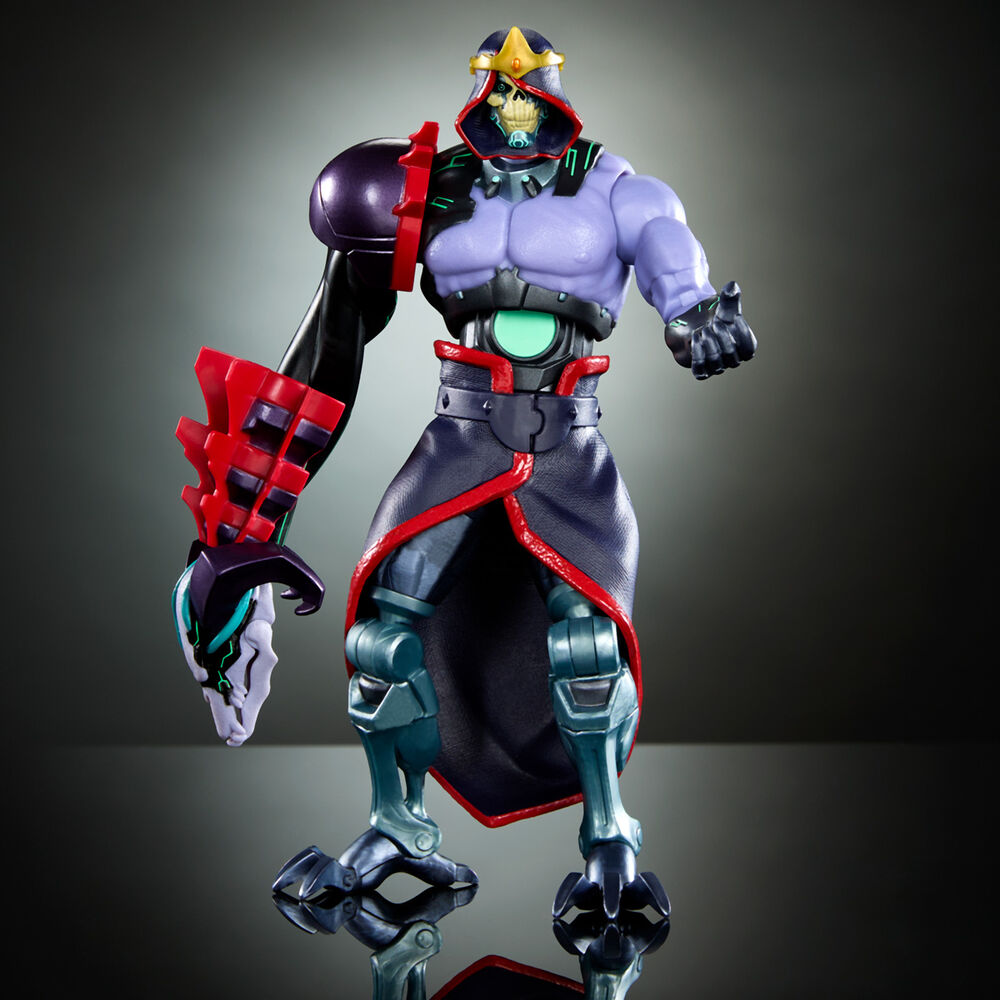 Figurine Skeletor en position dynamique montrant les 30 points d'articulation pour des poses variées