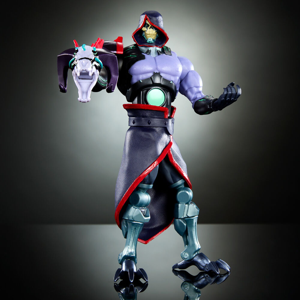 Packaging officiel MATTEL de la figurine Skeletor Masters of the Universe Revolution avec visuels attractifs