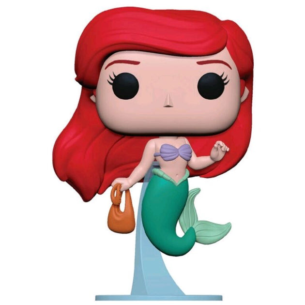Vue rapprochée de la figurine Funko POP Ariel La Petite Sirène montrant les détails colorés et le sac