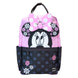 Vue avant du sac à dos Loungefly Disney Minnie Floral Rock the Dots en nylon avec fermeture éclair et détails brodés
