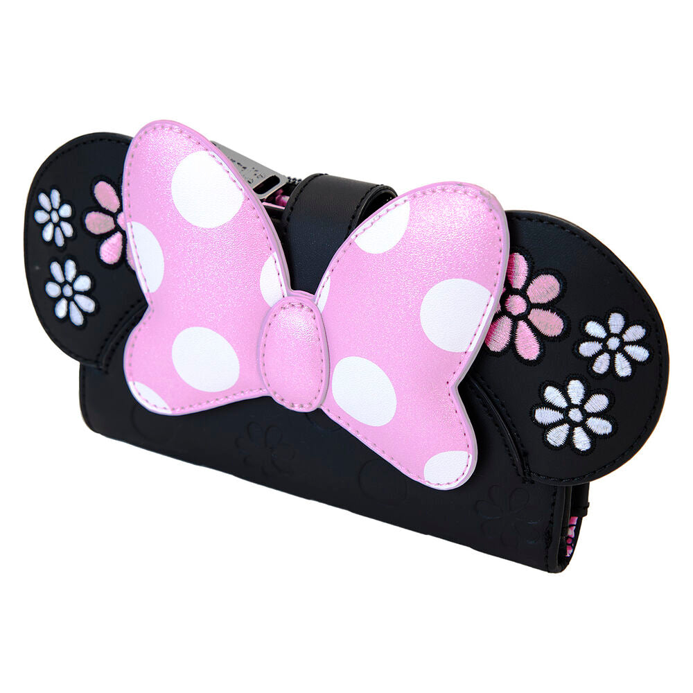 Intérieur du portefeuille avec doublure assortie et finitions en bronze élégantes, modèle Minnie Floral Rock the Dots