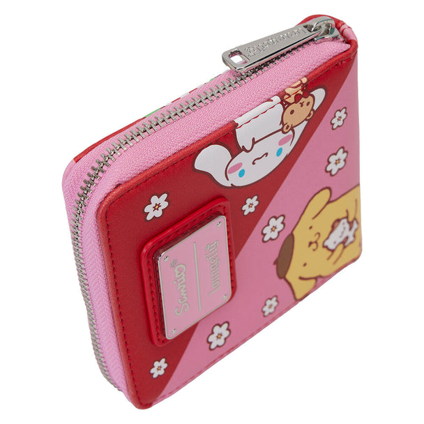 Portefeuille Loungefly Hello Kitty et Amis vu de face avec design cœur découpé et détails brodés