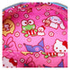 Vue latérale du sac à dos Loungefly Hello Kitty en cuir vegan avec fermetures argentées et design unique