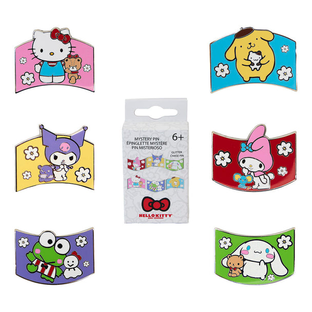 Pin's émaillé Loungefly Hello Kitty and Friends présenté sur fond blanc, montrant les détails colorés du personnage