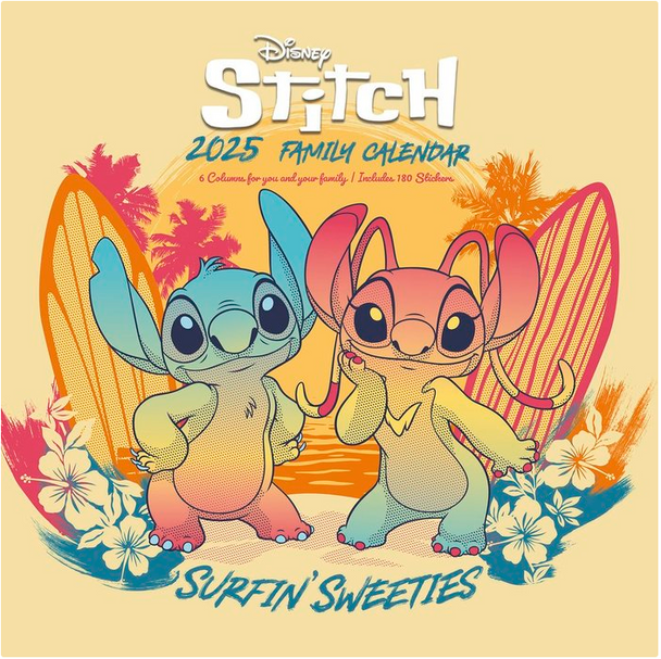 Feuille d'autocollants colorés au thème Disney Stitch, comprenant 180 stickers pour personnaliser le calendrier