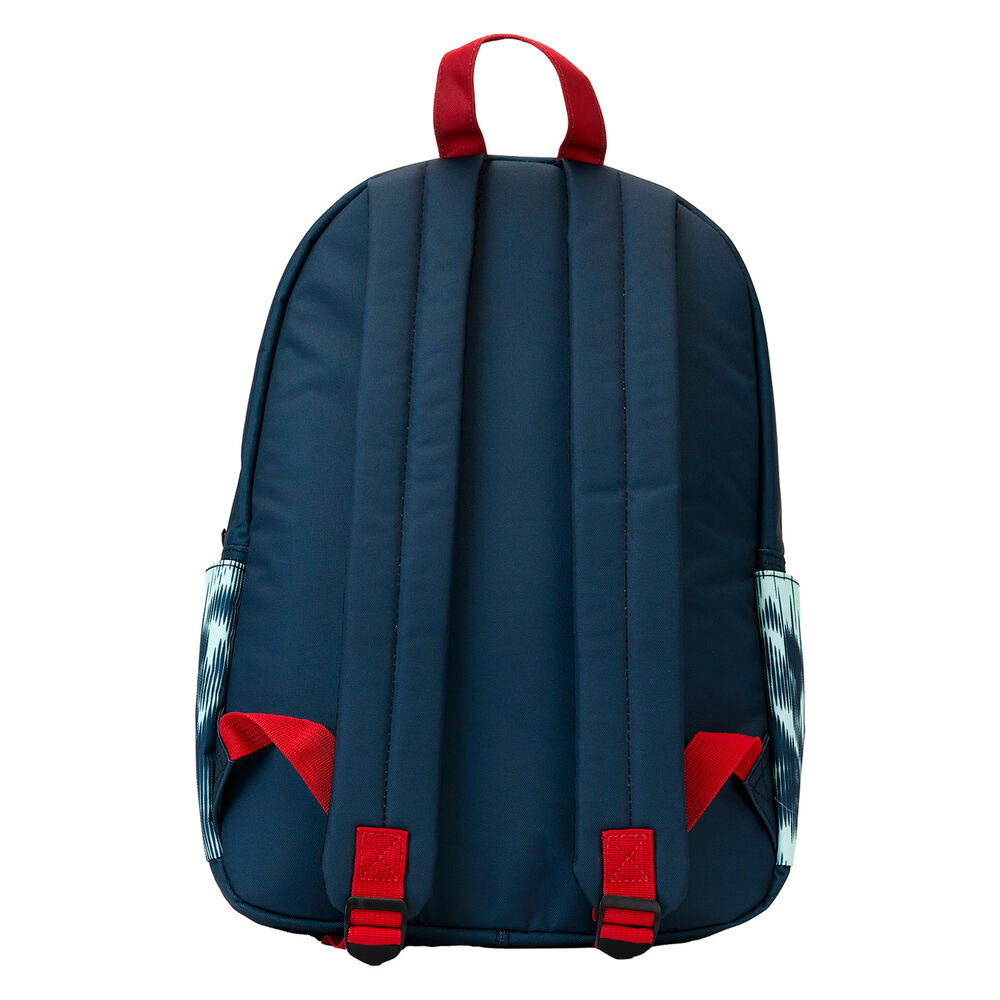 Vue latérale montrant les motifs imprimés originaux et les détails phosphorescents du sac à dos