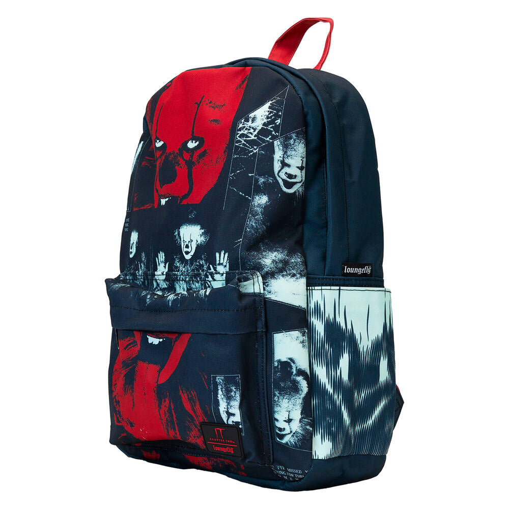 Détail des bretelles ajustables et rembourrées du sac à dos Loungefly IT Pennywise I Heart 44 cm