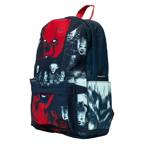 Détail des bretelles ajustables et rembourrées du sac à dos Loungefly IT Pennywise I Heart 44 cm
