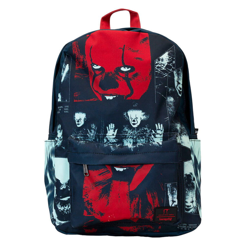 Sac à dos Loungefly IT Pennywise I Heart en nylon, vue de face avec design original et poche zippée