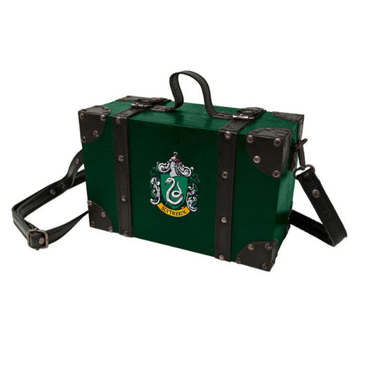 Vue de face de la malette Harry Potter Serpentard avec logo et design vert et argent