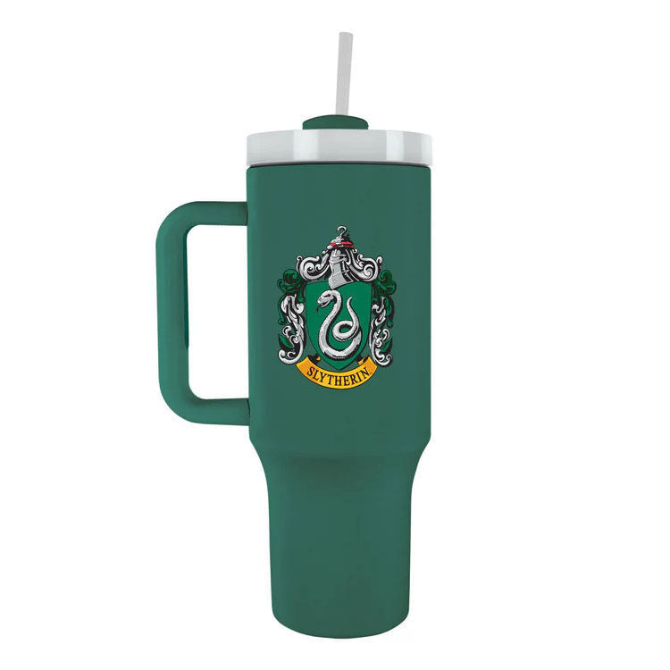 Thermos Harry Potter Slytherin vert avec logo emblématique sur fond blanc, capacité 1,2 litre