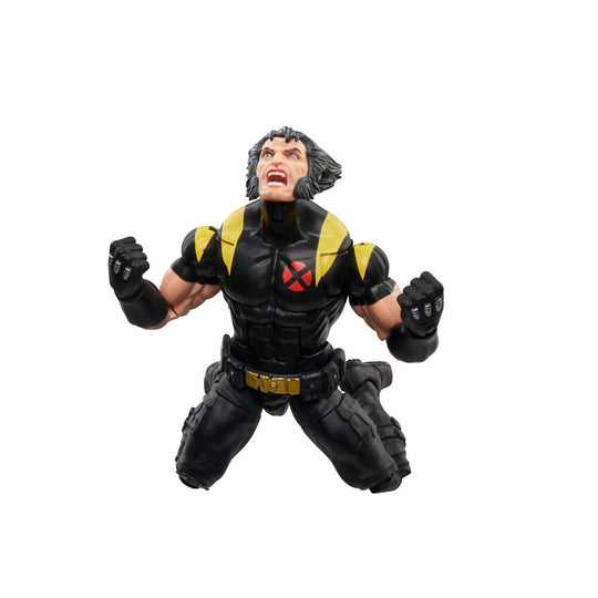 Figurine Wolverine posée sur un socle transparent pour exposition