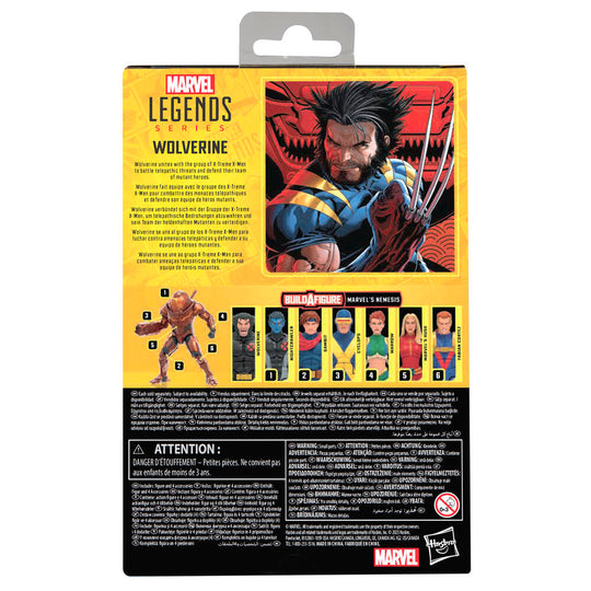 Zoom sur les détails du costume jaune et bleu de la figurine Wolverine