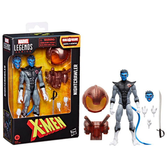 Vue rapprochée de la tête détaillée de la figurine Nightcrawler de 15 cm