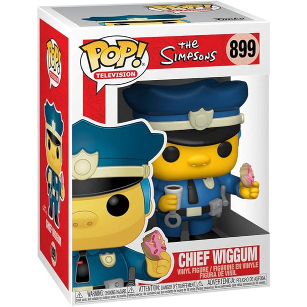 Vue détaillée de la figurine Funko POP Chief Wiggum avec ses couleurs vives et son design fidèle au personnage