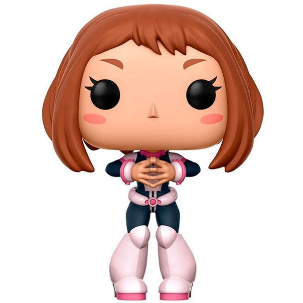 Vue rapprochée de la figurine Funko POP Ochaco avec détails précis du visage et costume fidèle à la série