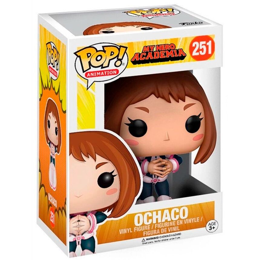 Packaging original de la figurine Funko POP Ochaco Uraraka avec illustrations et logo My Hero Academia