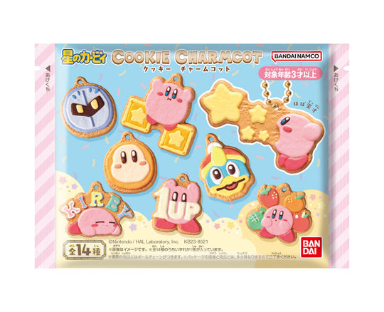 Porte-clés Kirby Cookie Surprise posé sur une surface en bois clair